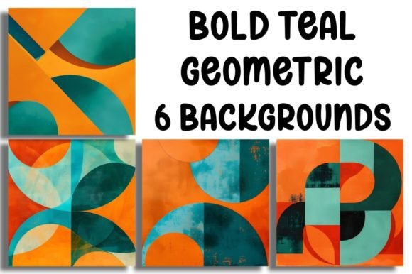 Bold Teal Geometric Backgrounds: Ignite Retro Vibrancy