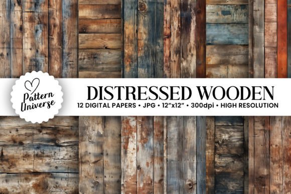 Distressed Wooden Seamless Backgrounds for Craft Projects