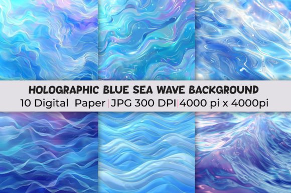 Holographic Blue Sea Wave Backgrounds: Your Design Masterpiece