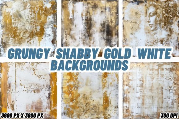 Infusing Vintage Charm with Grungy Shabby Gold White Backgrounds