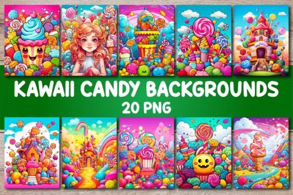 Kawaii Candy Backgrounds for Covers: A Sweet Design Asset