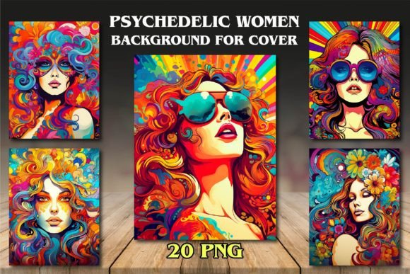 Psychedelic Women Backgrounds for Covers