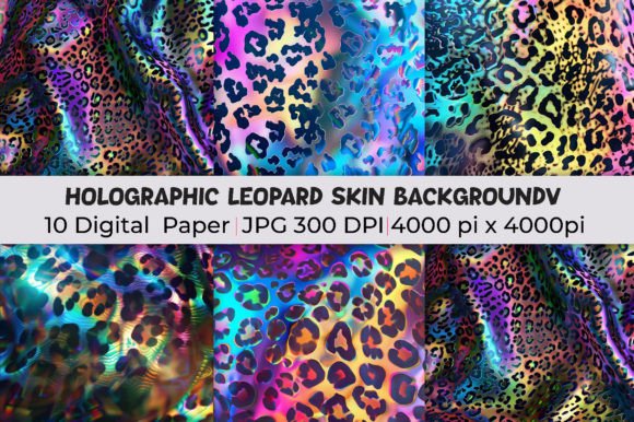 Transform Your Designs with Holographic Leopard Skin Backgrounds