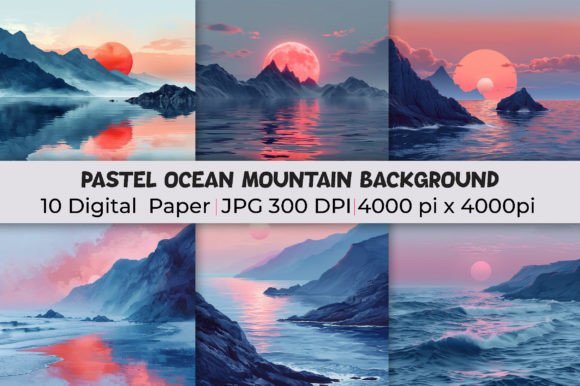 Transform Your Designs with Pastel Ocean Mountain Backgrounds