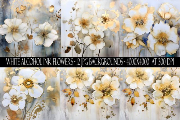 White Alcohol Ink Flower Backgrounds: A Designer's Asset